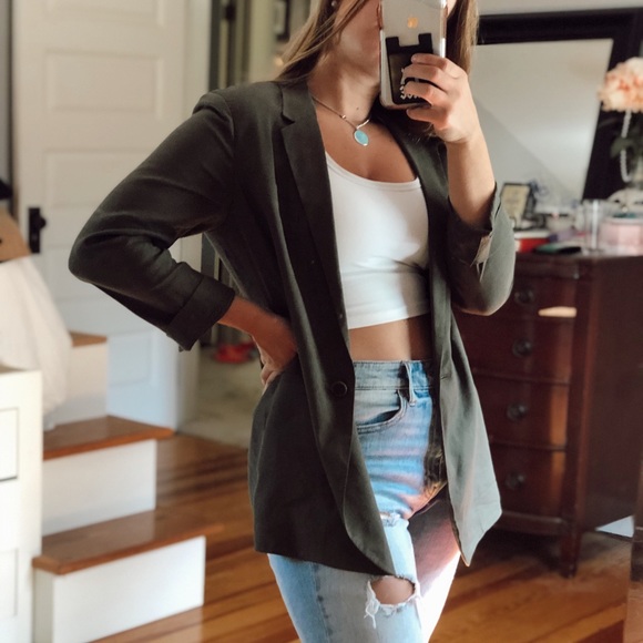 Theory Jackets & Blazers - Theory Women’s green One Button Blazer
